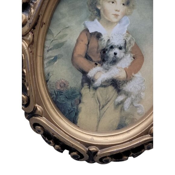 2 Antique Prints Master Simpson & Thomas Lawrence Miss Murray Boy w/Dog 6" Frame - Picture 8 of 15
